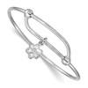 .925 Sterling Silver Rhodium Plated Children's Polished Flower Baby Bangle 5"