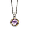 Sterling Silver & 14k Gold Accent Pink Quartz Square 18" Necklace Shey Couture