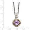 Sterling Silver & 14k Gold Accent Pink Quartz Square 18" Necklace Shey Couture