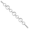 .925 Sterling Silver 0.03 Ct. Diamond Swirl Circle Link Bracelet 7" White Ice