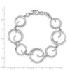 .925 Sterling Silver 0.03 Ct. Diamond Swirl Circle Link Bracelet 7" White Ice