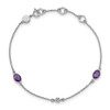 Sterling Silver Amethyst and 0.01 Ct. Diamond Oval Link Bracelet 7.5" White Ice