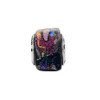 Purple Square Dichroic Glass Bead .925 Sterling Silver Antique Reflection Beads