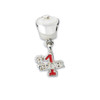 Apple #1 Teacher Dangle Bead .925 Sterling Silver Antiqued Reflection Beads