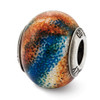 Blue & Orange Green Italian Glass Bead .925 Sterling Silver Reflection Beads