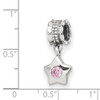 Pink CZ Star Dangle Bead .925 Sterling Silver Antique Finish Reflection Beads