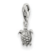 Turtle Click On Bead .925 Sterling Silver Antique Finish Reflection Beads