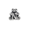 Letter N Teddy Bear Kids Bead .925 Sterling Silver Antiqued Reflection Beads