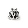 Letter Y Teddy Bear Kids Bead .925 Sterling Silver Antiqued Reflection Beads