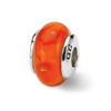 Orange Hand Blown Glass Kids Bead .925 Sterling Silver Antiqued Reflection Beads