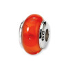 Orange Hand Blown Glass Kids Bead .925 Sterling Silver Antiqued Reflection Beads