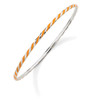 Sterling Silver Rhodium Orange Stripe Twist Slip On Bangle Stackable Expression