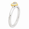 Sterling Silver Stackable Expressions Heart w/ Diamond & Vermeil Ring Sz 5 to 10