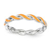 Sterling Silver Stackable Expressions Orange Enamel Braided Ring Sizes 5 to 10
