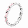Sterling Silver Stackable Expressions Pink Enamel Braided Ring Sizes 5 to 10