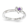 Sterling Silver Stackable Expressions Amethyst Heart Ring Sizes 5 to 10