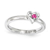 Sterling Silver Stackable Expressions Created Ruby Heart Ring Sizes 5 to 10