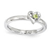 Sterling Silver Stackable Expressions Peridot Heart Ring Sizes 5 to 10
