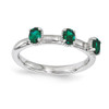 Sterling Silver Stackable Expressions Created Emerald Three Stone Ring Sz 5 - 10
