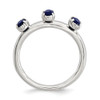 Sterling Silver Stackable Expression Created Sapphire Three Stone Ring Sz 5 - 10
