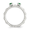 Sterling Silver Stackable Expressions Created Emerald Two Stone Ring Sz 5 to 10