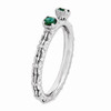 Sterling Silver Stackable Expressions Created Emerald Two Stone Ring Sz 5 to 10