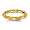 Sterling Silver Stackable Expressions Gold Plated Carved Ring Sizes 5 to 10