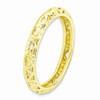 Sterling Silver Stackable Expressions Gold Plated Carved Ring Sizes 5 to 10