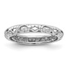 Sterling Silver Stackable Expressions Rhodium Plated Carved Ring Sizes 5 to 10