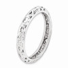 Sterling Silver Stackable Expressions Rhodium Plated Carved Ring Sizes 5 to 10