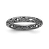 Sterling Silver Stackable Expressions Black Plated Carved Ring Sizes 5 to 10