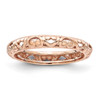 Sterling Silver Stackable Expressions Rose Gold Plated Carved Ring Sizes 5 to 10