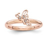 Sterling Silver Stackable Expressions Rose Tone Butterfly Diamond Ring Size 5 - 10