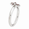 Sterling Silver Stackable Expressions Rhodiumed Garnet Cross Ring Sizes 5 to 10