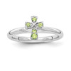 Sterling Silver Stackable Expressions Rhodiumed Peridot Cross Ring Sizes 5 to 10