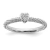 Sterling Silver Stackable Expressions Diamond Braided Heart Ring Sizes 5 to 10