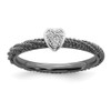Sterling Silver Stackable Expressions Black Plated Diamond Heart Ring Sz 5 to 10