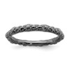 Sterling Silver Stackable Expression Black Plated Nugget Cable Ring Size 5 to 10