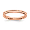 Sterling Silver Stackable Expressions Rose Plated Grooved Ring Sizes 5 to 10