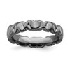 Sterling Silver Stackable Expression Black Plated Hearts & X's Ring Size 5 to 10