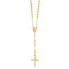 14k Yellow Gold Hollow 3mm Diamond Cut Beaded Crucifix Rosary 24" Necklace
