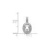 Sterling Silver Rhodiumed Diamond & White Topaz April Birthstone Oval Pendant