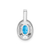 Sterling Silver Rhodiumed Diamond & Blue Topaz December Birthstone Oval Pendant