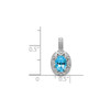 Sterling Silver Rhodiumed Diamond & Blue Topaz December Birthstone Oval Pendant