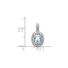 Sterling Silver Rhodiumed Diamond & Aquamarine March Birthstone Oval Pendant