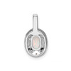 Sterling Silver Rhodiumed Diamond & Created Opal October Birthstone Oval Pendant