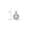 Sterling Silver Rhodiumed Diamond & Aquamarine March Birthstone Round Pendant