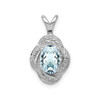 Sterling Silver Rhodiumed Diamond & Aquamarine March Birthstone Swirl Pendant