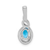 Sterling Silver Rhodiumed Diamond & Blue Topaz December Birthstone Drop Pendant