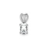 Sterling Silver Rhodiumed White Topaz Solitaire April Birthstone Heart Pendant